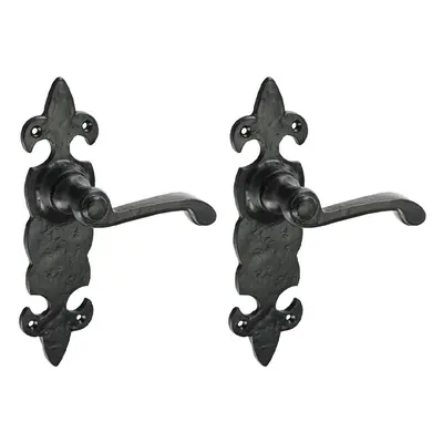 Timco Fleur De Lys Ornate Lever Latch Handles - Antique Black Box 1 200953