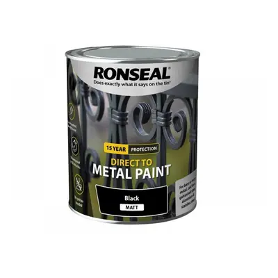 Ronseal 39197 Direct To Metal Paint Black Matt 750Ml