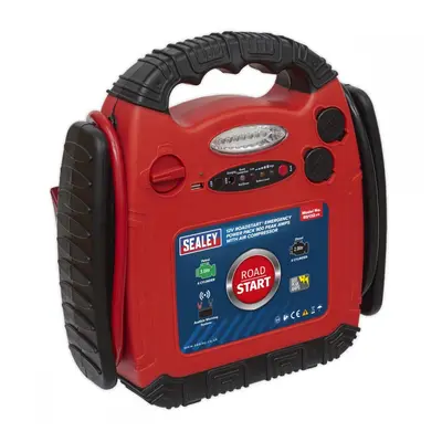 Sealey RS132 Roadstart® Emergency Jump Starter With Air Compressor 12V 900 Peak Amps