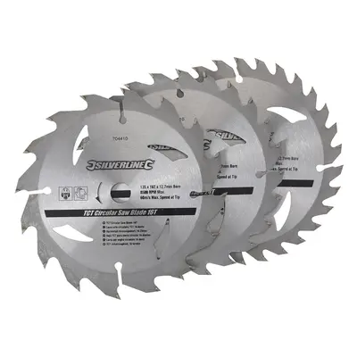 Silverline 704410 Tct Circular Saw Blades 16 24 30T 3Pk 135 X 12.7 - 10Mm Ring Each 3