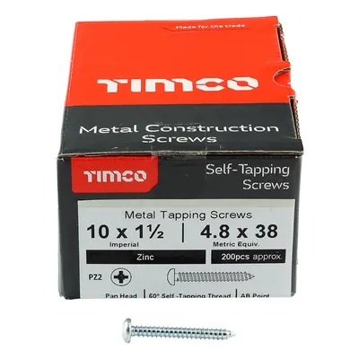 Timco Self-Tapping Screws - Pz - Pan - Zinc Box 200 10112CPAZS