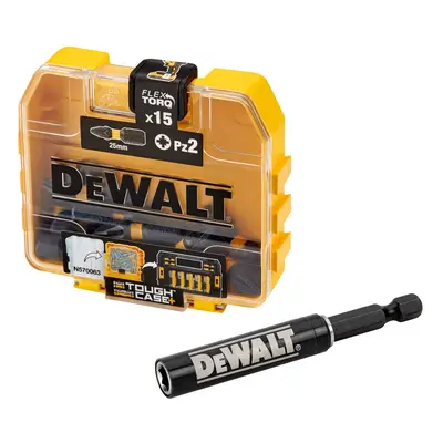 Dewalt Dt70618T Extreme Flextorq Pz2 Screwdriver Bits 25Mm + Bit Holder (16 Piece) DEW-DT70618T-