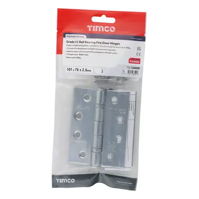 Timco Grade 11 Ball Bearing Fire Door Hinges - Polished Chrome TIMbag 1 334988P