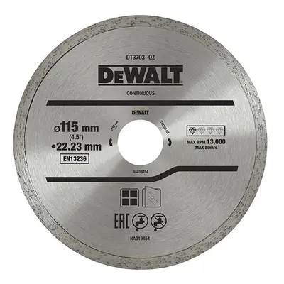 Dewalt Power Tools Dt3711 Continuous Rim Diamond Cutting Disc 115 X 22.23Mm DT3703-QZ