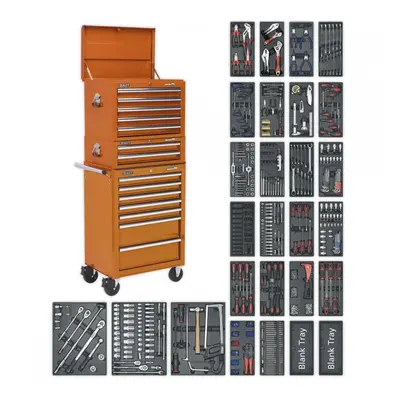 Sealey SPTOCOMBO1 Tool Chest Combination 14 Drawer With Ball-Bearing Slides - Orange & 1179Pc To