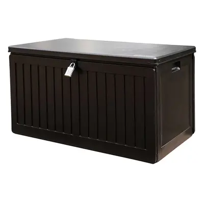 Olsen & Smith 270L MASSIVE Capacity Outdoor Garden Storage Box With Padlock Plastic Shed - Weath