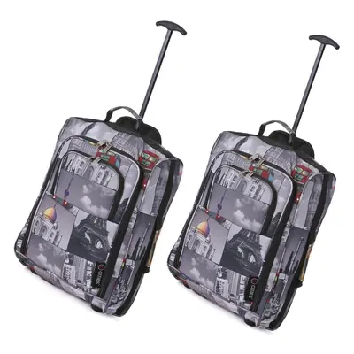 5 Cities (55x35x20cm) Lightweight Cabin Hand Luggage (x2), Approved For Ryanair/easyJet/British 