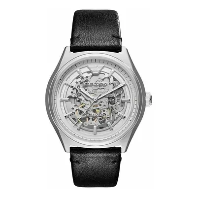 Emporio Armani AR60003 Automatic Black Leather Skeleton Men's Watch