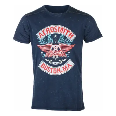 men's t-shirt Aerosmith - Boston Pride Snow Wash - NAVY - ROCK OFF