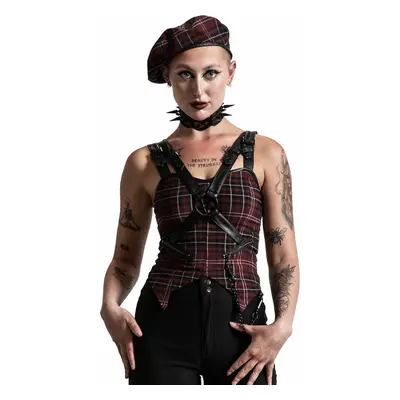 Women's tank top (top) KILLSTAR - Jaded Strap - BLOOD TARTAN