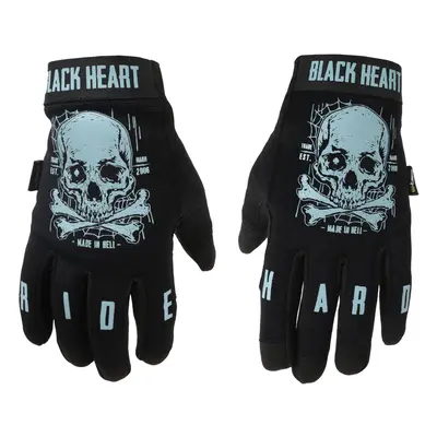 Gloves BLACK HEART - Moto W-TEC Web Skull - BLACK