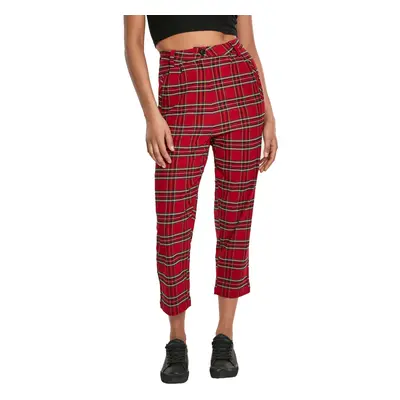 Women's pants URBAN CLASSICS - High Waist Checker Cropped - red/blk