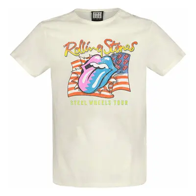 men's t-shirt THE ROLLING STONES - STEEL WHEELS - VINTAGE WHITE - AMPLIFIED