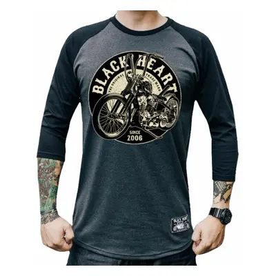 men's t-shirt with 3/4 sleeves BLACK HEART - CHOPPER KING - GREY