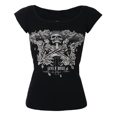 women's t-shirt Guns N' Roses - Skeleton - Black - ROCK OFF