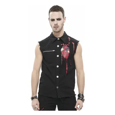 men's vest DEVIL FASHION - Paper Cuts Printed Button Up Punk