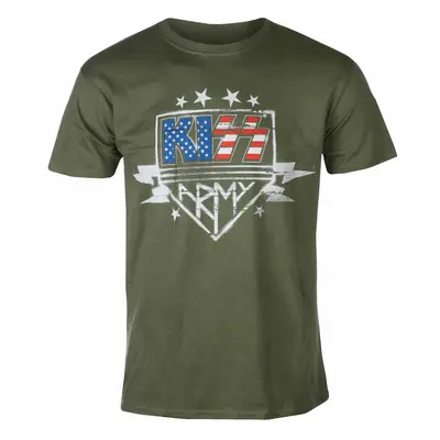 men's T-shirt Kiss - Army Lightning - GREEN - ROCK OFF