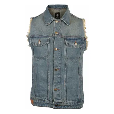 Men's vest CAPRICORN ROCKWEAR - blue with frayed arms