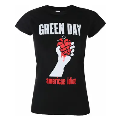 women's t-shirt GREEN DAY - AMERICAN IDIOT HEART - BLACK - PLASTIC HEAD