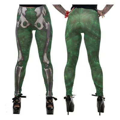 women's trousers (leggings) KREEPSVILLE SIX SIX SIX - Skele-Bone - Slime