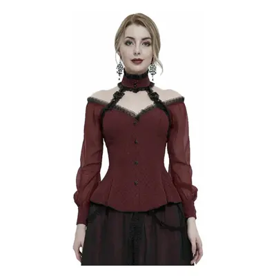 blouse for women DEVIL FASHION - Red gothic shirt with open shoulders