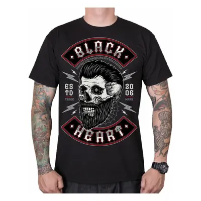 men's t-shirt BLACK HEART - BEARD SKULL - BLACK