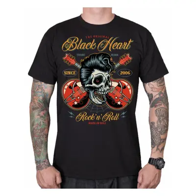 men's t-shirt BLACK HEART - ROCK N ROLL KING - BLACK