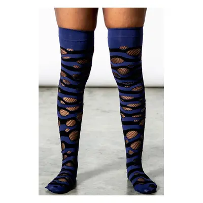 Over the knee stockings KILLSTAR - Wretched Soul Distress - Black / Midnight