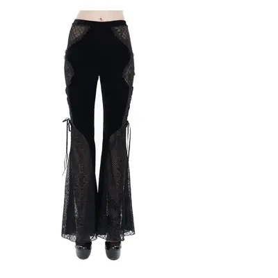 women's trousers DEVIL FASHION - Sparkle Witch Side Laced Up Velvet Flared Gothic