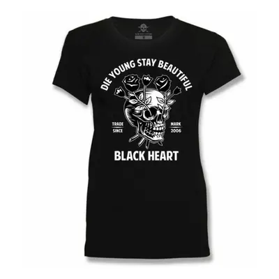 Women's t-shirt BLACK HEART - DIE YOUNG - BLACK