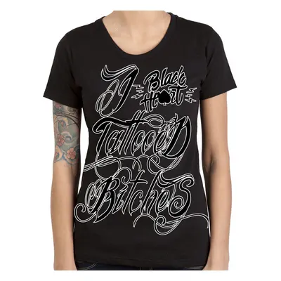 t-shirt street women's - TATTOED - BLACK HEART