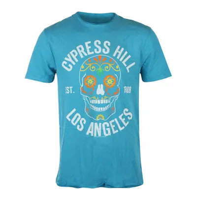 men's t-shirt CYPRESS HILL - FLORAL SKULL - TEAL PANTHER - AMPLIFIED