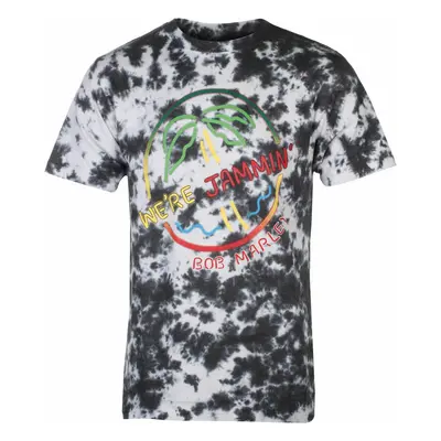 men's t-shirt Bob Marley - Neon Sign - WHITE Dip-Dye - ROCK OFF