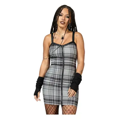 women's dress KILLSTAR - Bury Me - Grey Tartan