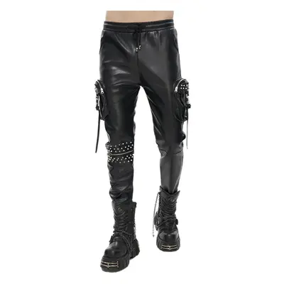 men's trousers DEVIL FASHION - Draven Dream Punk Studded Leather Cargo