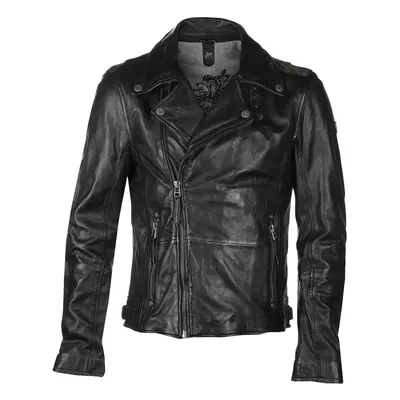 Men's leather biker jacket Mavric SF NSLV - black