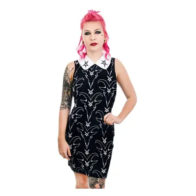 women's dress TOO FAST - SATANIC GOAT HEAD & PENTAGRAM WEDNESDAY ADDAMS COLLAR