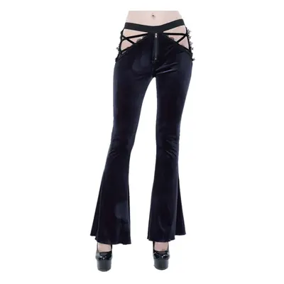 women's trousers DEVIL FASHION - Negative Nancy Gothic Velvet Flared Pants With Lace