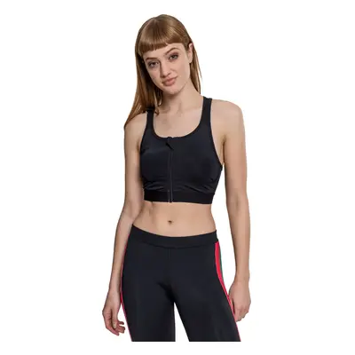 sports bra URBAN CLASSICS - Tech Mesh Zipped Bra - black