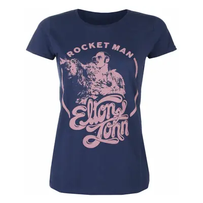 women's t-shirt Elton John - Rocketman Circle Point NAVY - ROCK OFF