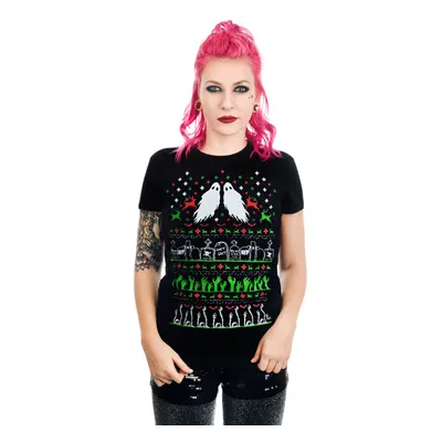 t-shirt gothic and punk women's - GRAVE ROBBER ZOMBIE XMAS VS HALLOWEEN BABYDOLL CHR - TOO FAST