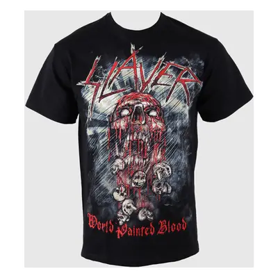 t-shirt metal men's Slayer - World Painted Blood Skull - ROCK OFF