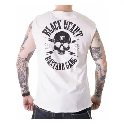 men's tank top BLACK HEART - BASTRAD SKULL - WHITE