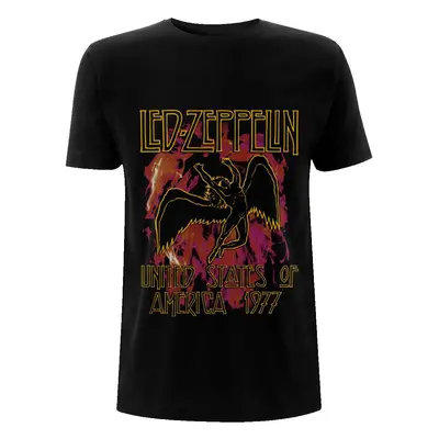 t-shirt metal men's Led Zeppelin - Black Flames - NNM