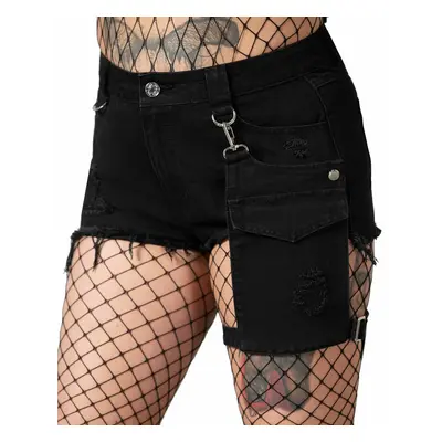 women's shorts KILLSTAR - Fury Road Denim Garter - Black