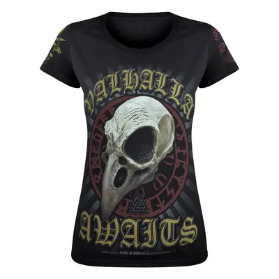 t-shirt women VICTORY OR VALHALLA - CROW SKULL