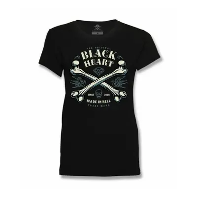 women's t-shirt BLACK HEART - BONES - BLACK