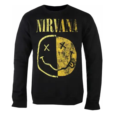 men's sweatshirt NIRVANA - SPLICED HAPPY FACE - WASHED OUT BLACK - AMPLIFIED