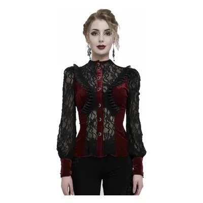 women's shirt DEVIL FASHION - Black and red semitransparent gothic