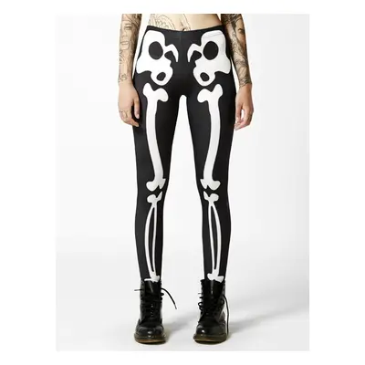 women's trousers (leggings) DISTURBIA - Bones - Black / White